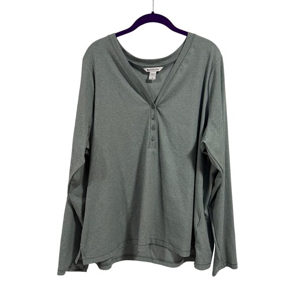 Athleta Tops - Athleta Uptempo‎ Ribbed Henley Top Sage Green Size 3X